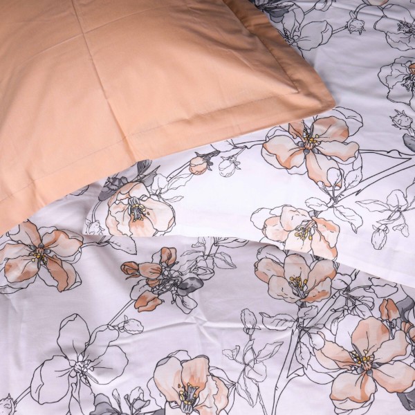 Фото - Комплект постільної білизни MirSon Поплін 00-2 Beige Flowers 220х240 (2200009700286)